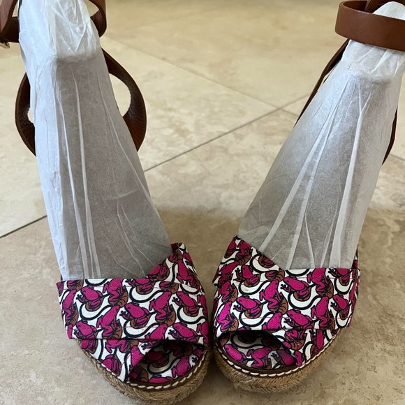 Tory Burch Lily Pad Wedge Espadrilles Sandals - Picture 3 of 8